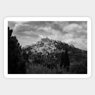 Medieval French hilltop town. Sticker